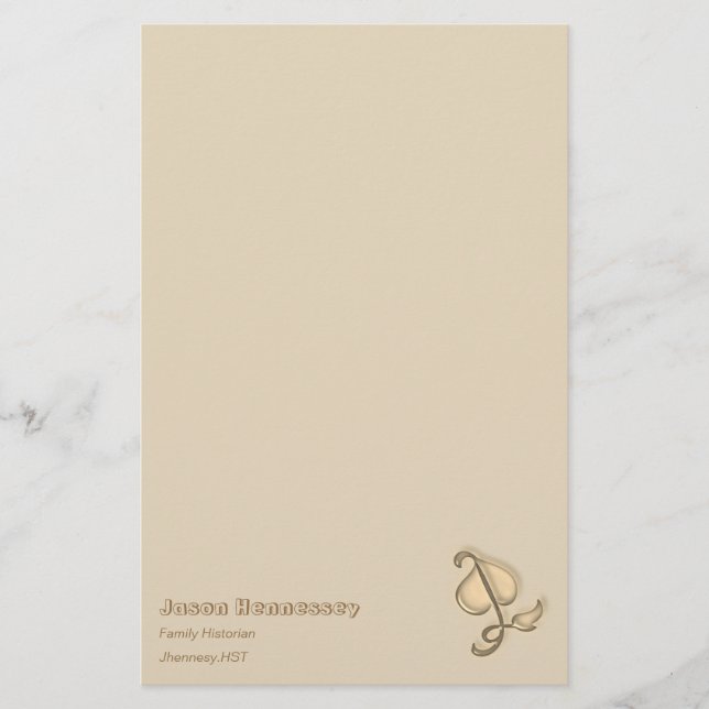 Stationery - 3D Brown Leaf with Name (Front)