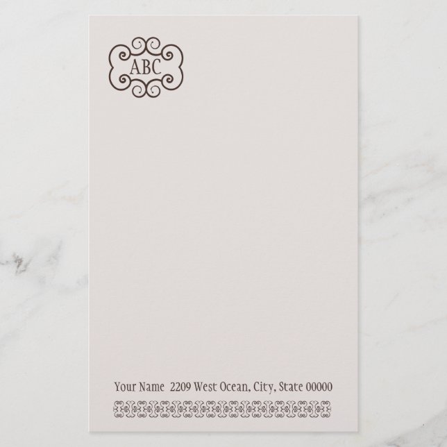 Stationery Basic P/ Champagne Color Monogram (Front)