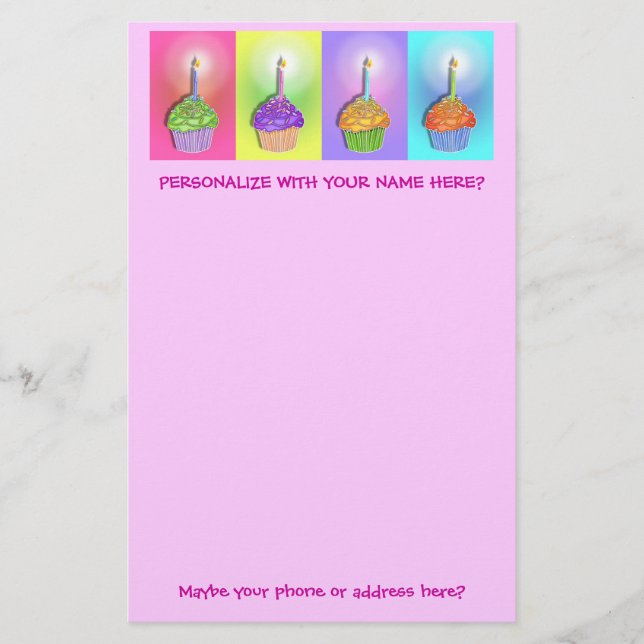 Stationery - Birthday Cupcakes (Front)