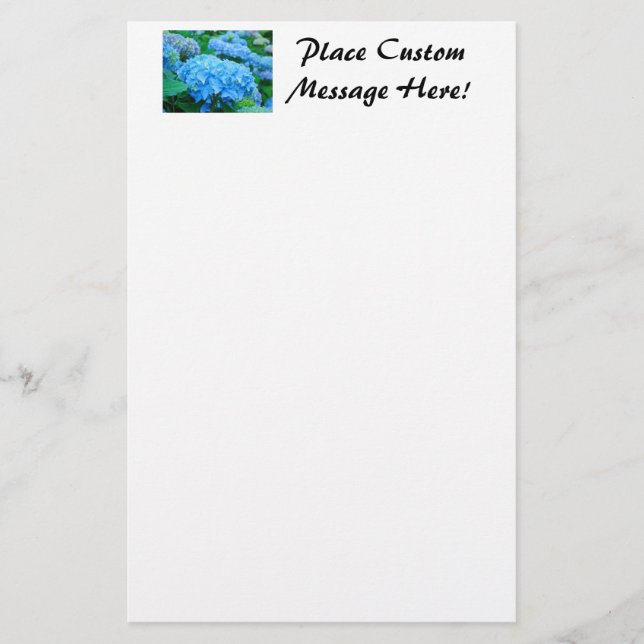 Stationery Blue Hydrangea Flower Garden Customize (Front)