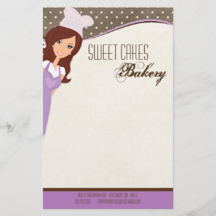 Stationery - Brunette Baker Purple Cup Cakes Bake