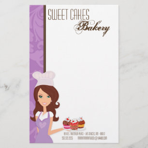 Stationery - Brunette Baker Purple Cup Cakes Bake