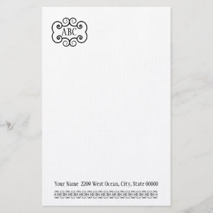 Stationery Linen Paper/ White Color Monogram