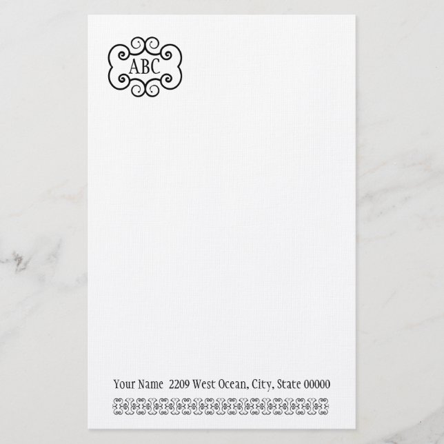 Stationery Linen Paper/ White Color Monogram (Front)