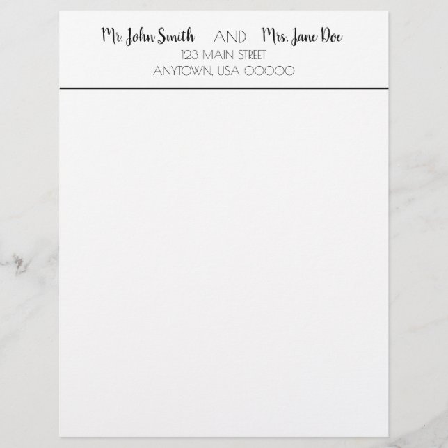 Stationery - Mr and Mrs Different With Last Names (Front)