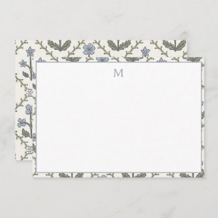 Stationery Note Cards Blue & Green Floral Pattern