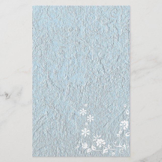 Stationery Old Paper Blue White Floral (Front)
