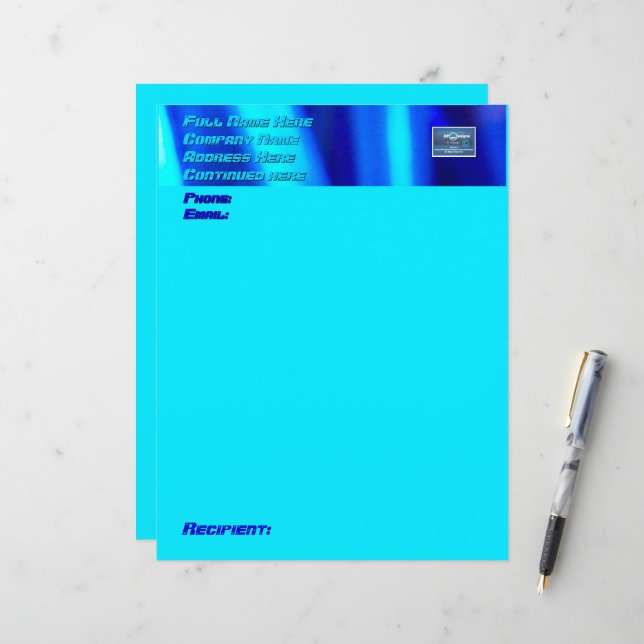 Stationery Paper (Electric Blue) RFPMDesigns©️2024 (Front/Back In Situ)