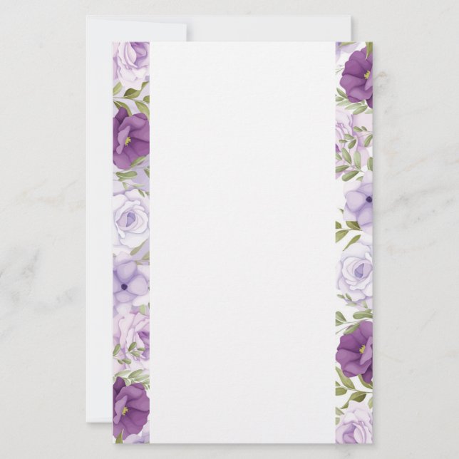 Stationery Paper-Purple Roses (Front)