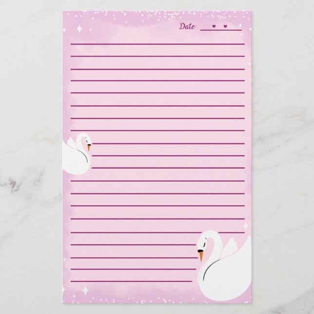 Stationery paper Swan delicate  (Front)