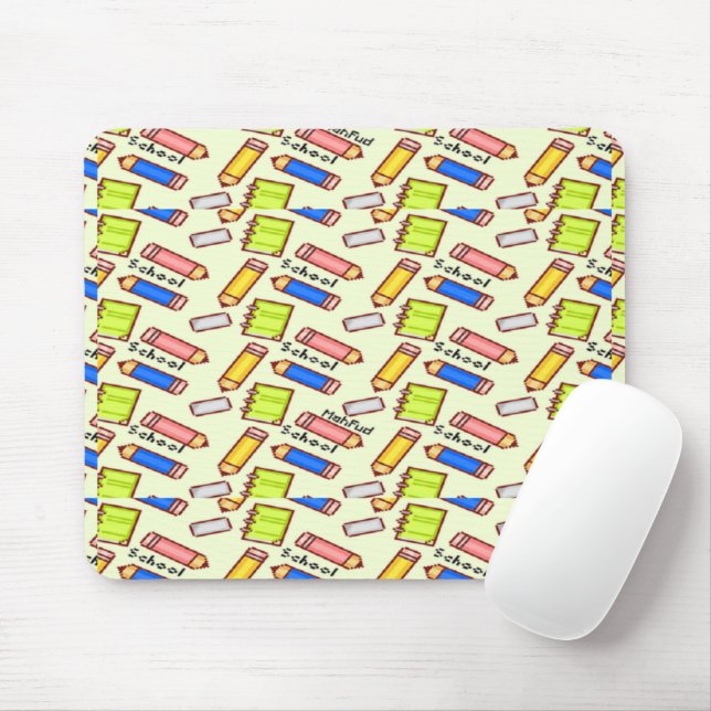 Stationery pattern on yellow mouse pad (With Mouse)