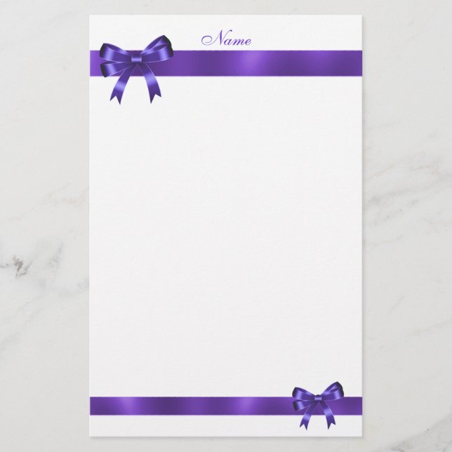 Stationery Purple Bow Ribbon (Front)