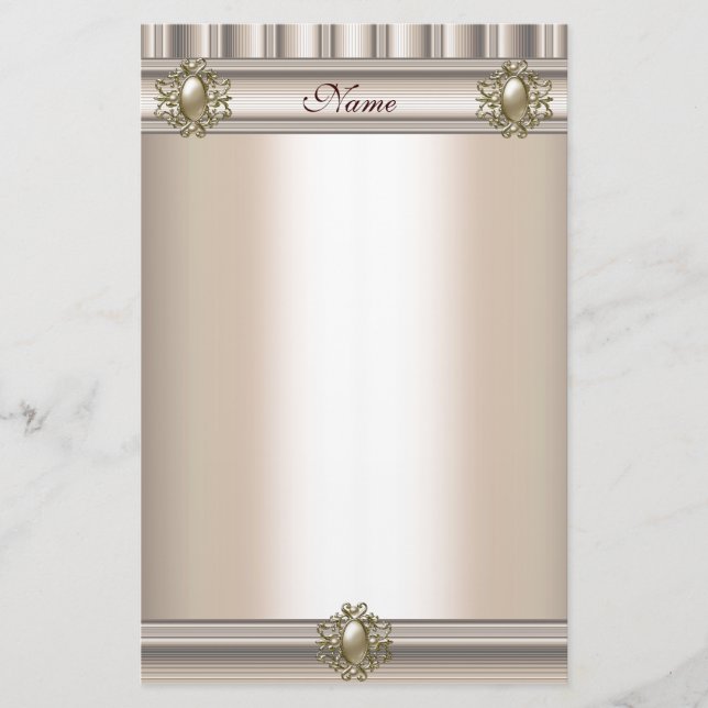 Stationery Silk beige Pearl Jewel (Front)