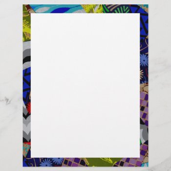 Stationery With Colorful Collaged Border by BeeHappyNow at Zazzle