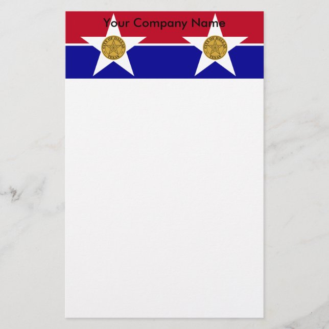 Stationery with Flag of Dallas, USA (Front)