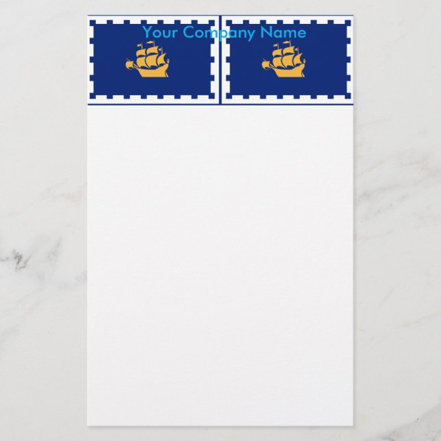 Stationery with Flag of Quebec City, Canada (Front)
