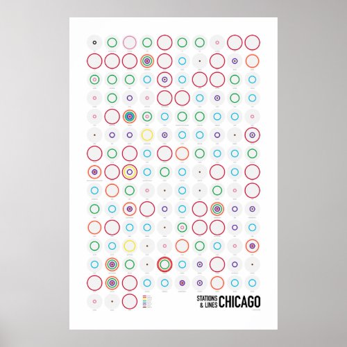 Stations  Lines Chicago Light Poster
