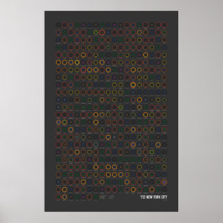 Stations & Lines: New York City (Dark) Poster