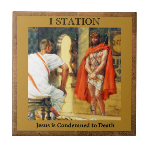 Stations of the Cross 1 of 15 Jesus is Condmned Tile