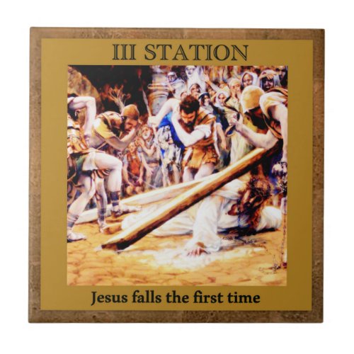 Stations of the Cross 3 of 15 Jesus Falls 1st X Tile