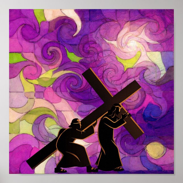 Stations of the Cross: Simon Helps Carry Poster (Front)