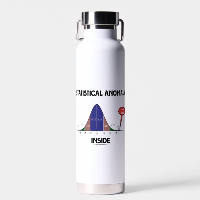 Statistical Anomaly Inside Bell Curve I Am Here Water Bottle (Front)