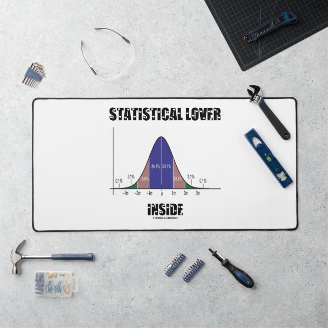 Statistical Lover Inside Bell Curve Geek Humor Desk Mat (Workstation)