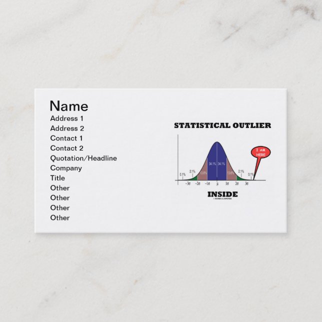 Statistical Outlier Inside (Bell Curve Humor) Business Card (Front)