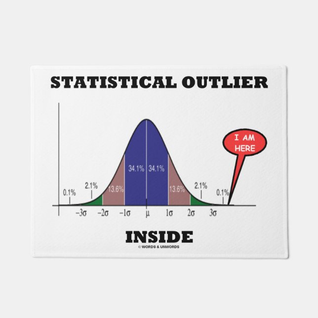 Statistical Outlier Inside (Bell Curve Humor) Doormat (Front)