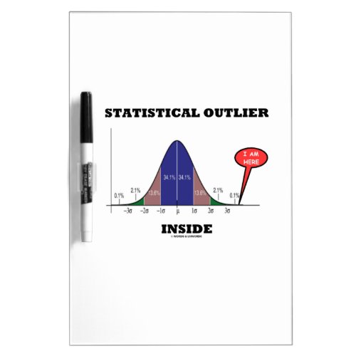 Statistical Outlier Inside Bell Curve Humor Dry Erase Board