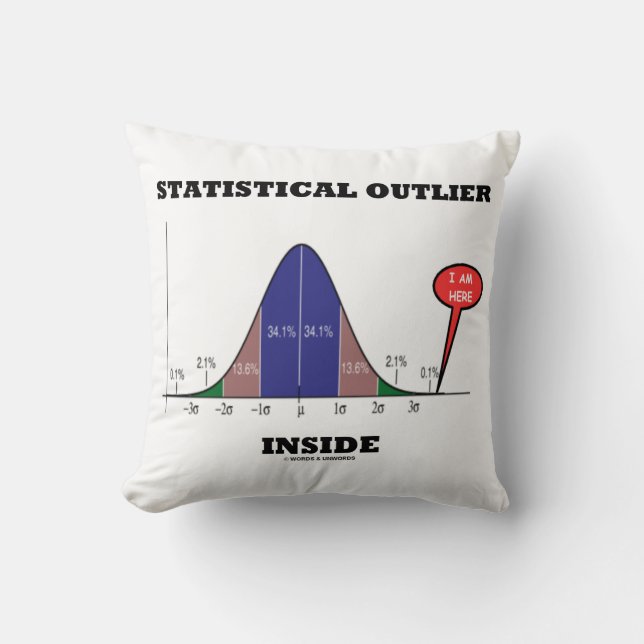 Statistical Outlier Inside (Bell Curve Humor) Throw Pillow (Front)