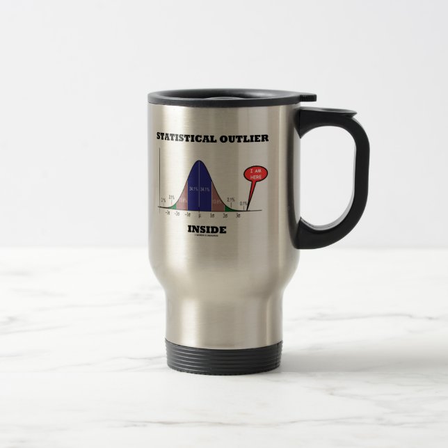 Statistical Outlier Inside (Bell Curve Humor) Travel Mug (Right)