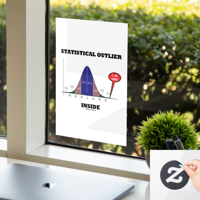 Statistical Outlier Inside Bell Curve Humor Window Cling (Office)