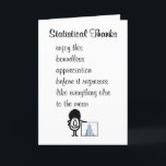 Statistical Thanks A Funny Thank You Poem Card<br><div class="desc">A funny thank you card, featuring a bad poem and illustration, about how gratitude (like everything else) tends to regress to the mean. Our character, tillie, is smiling and standing by a bar graph illustrating regression analysis.</div>