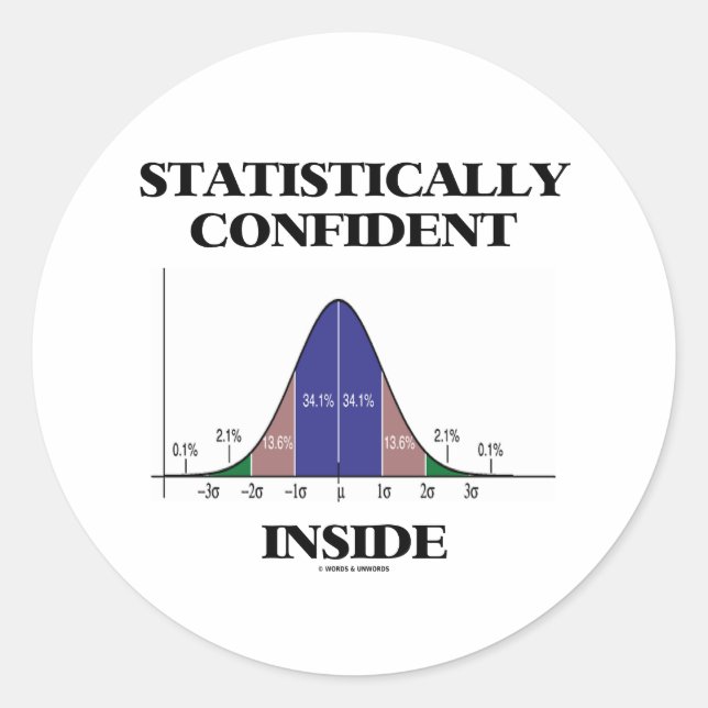 Statistically Confident Inside (Bell Curve Humor) Classic Round Sticker (Front)