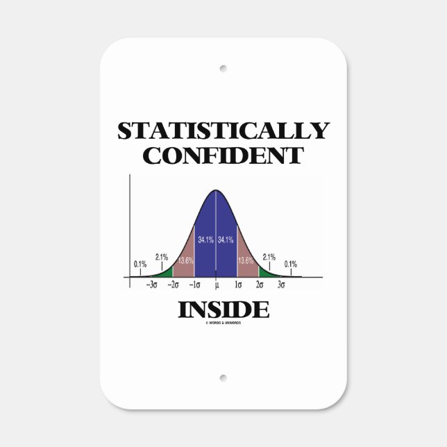 Statistically Confident Inside Bell Curve Humor Metal Sign (Front)