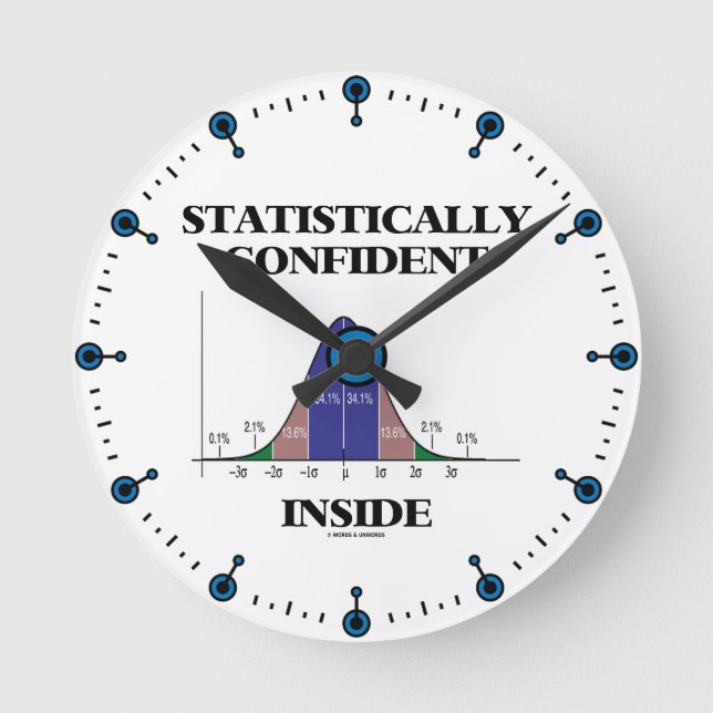 Statistically Confident Inside Bell Curve Humor Round Clock (Front)