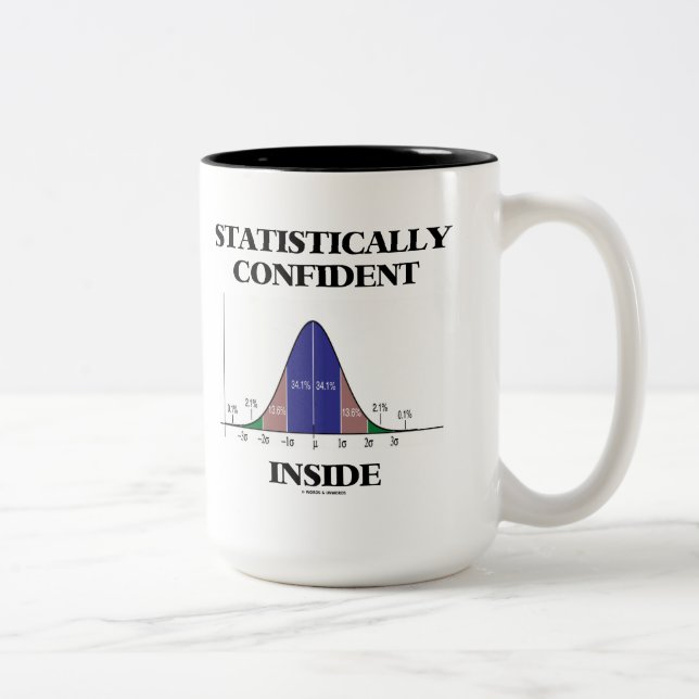 Statistically Confident Inside (Bell Curve Humor) Two-Tone Coffee Mug (Right)