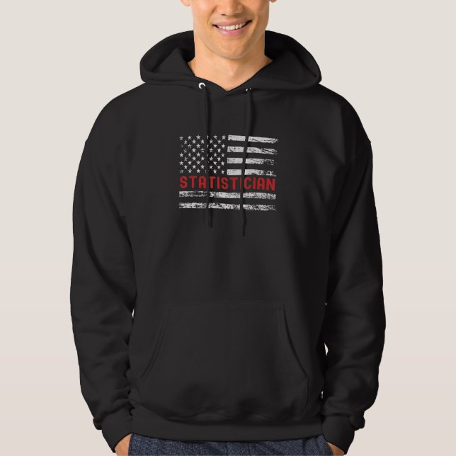 Statistician USA Flag Profession Retro Job Title Hoodie (Front)