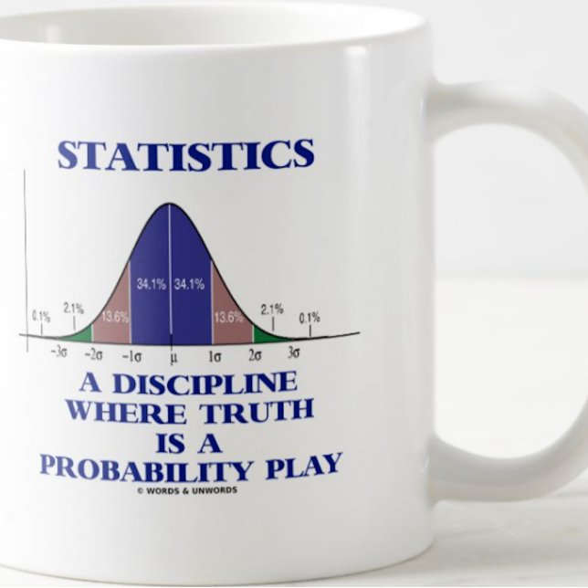 Statistics A Discipline Where Truth Is Probability Coffee Mug (Funny statistical discipline saying featuring bell curve/normal distribution curve)