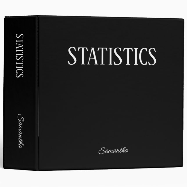 Statistics Black Personalized Subject  3 Ring Binder (Front/Spine)