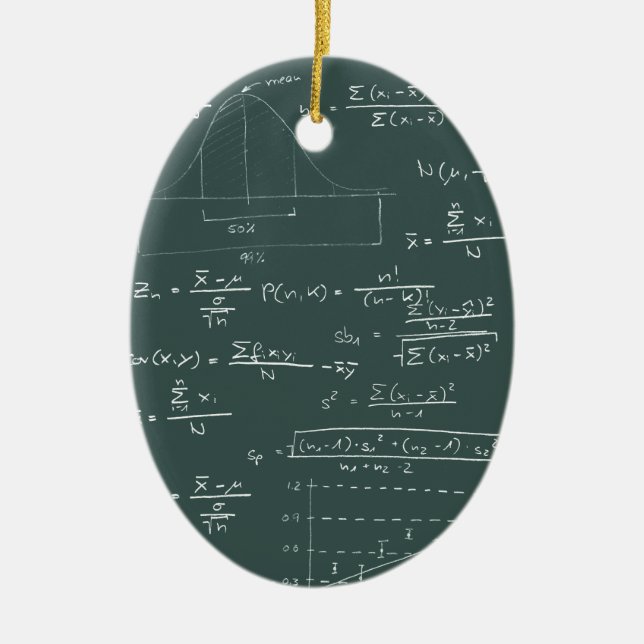 Statistics blackboard ceramic ornament (Front)