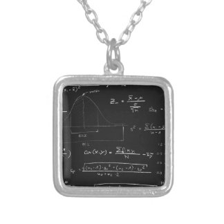 Statistics blackboard silver plated necklace