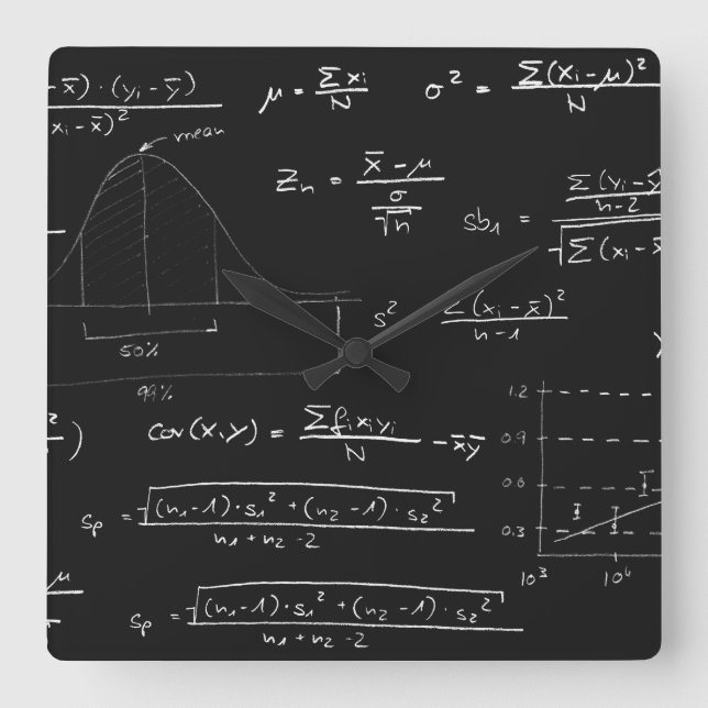 Statistics blackboard square wall clock (Front)