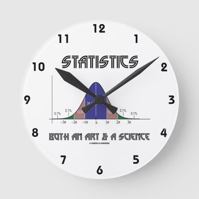 Statistics Both An Art & A Science (Bell Curve) Round Clock (Front)