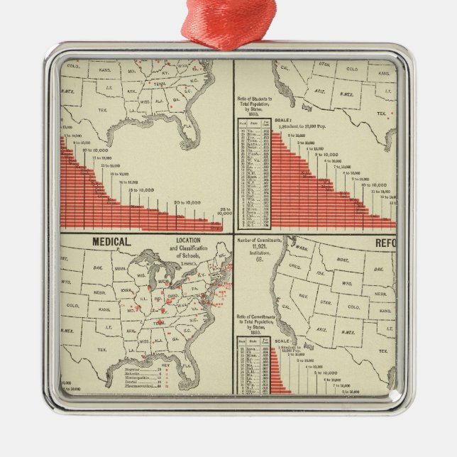Statistics for special schools metal ornament (Front)