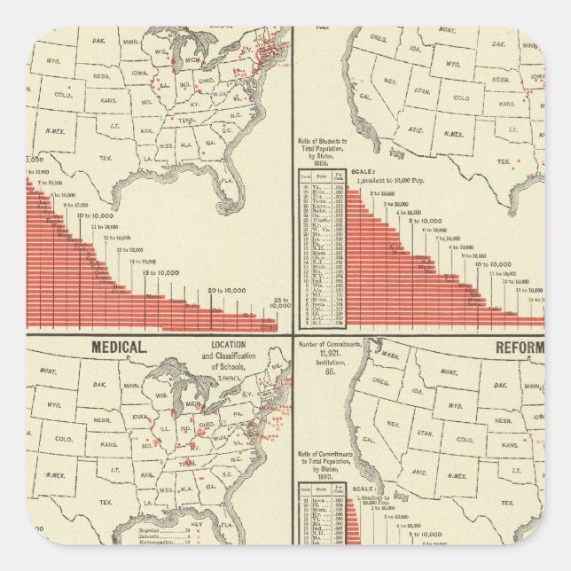 Statistics for special schools square sticker (Front)