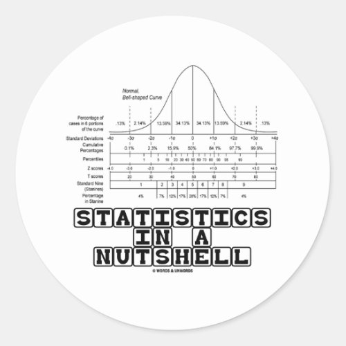 Statistics In A Nutshell Stats Cheat Sheet Classic Round Sticker