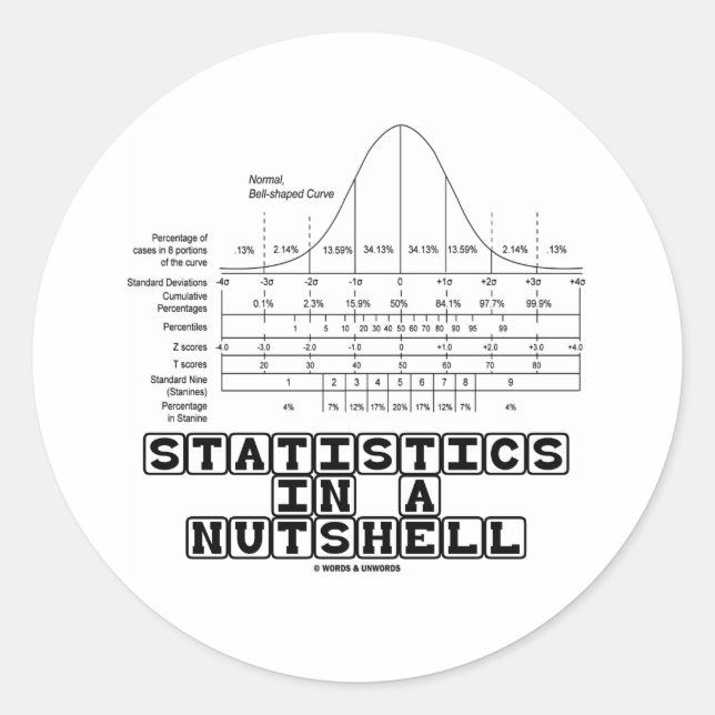 Statistics In A Nutshell (Stats Cheat Sheet) Classic Round Sticker (Front)