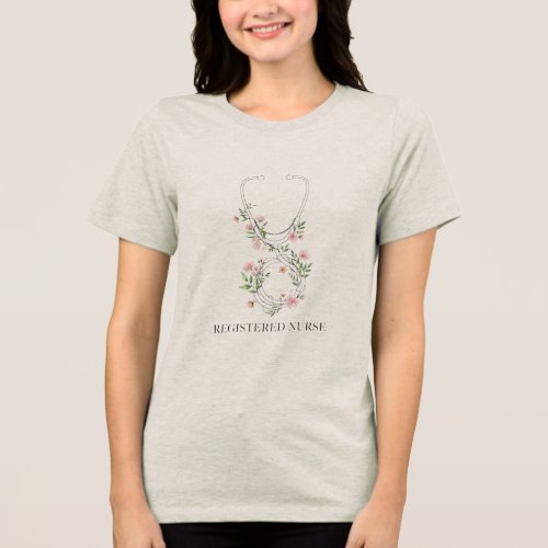 Statoscope with flowers registered nurse design Tri-Blend shirt